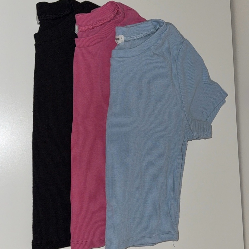 Garage Black, Pink, and Blue Crop Tops